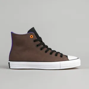 Converse CTAS Pro Leather Hi Shoes - Dark Chocolate / Black / Grape