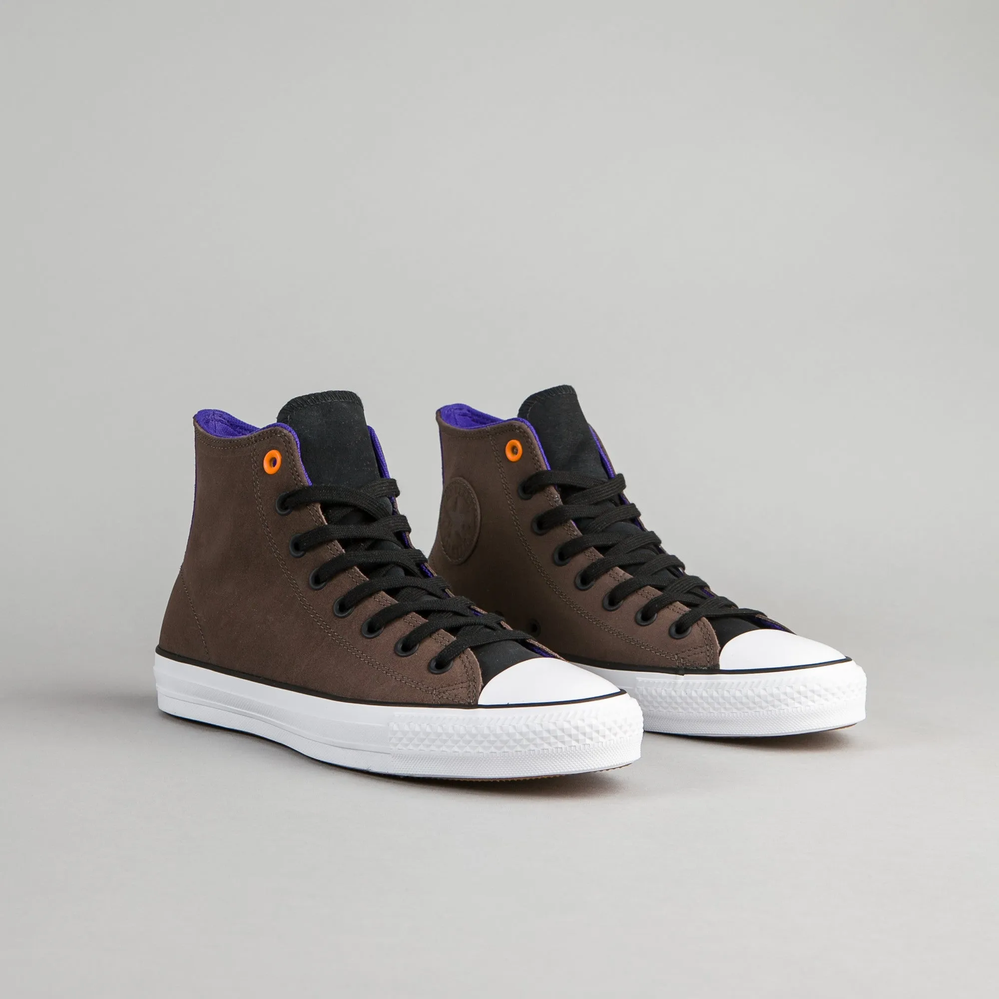 Converse CTAS Pro Leather Hi Shoes - Dark Chocolate / Black / Grape