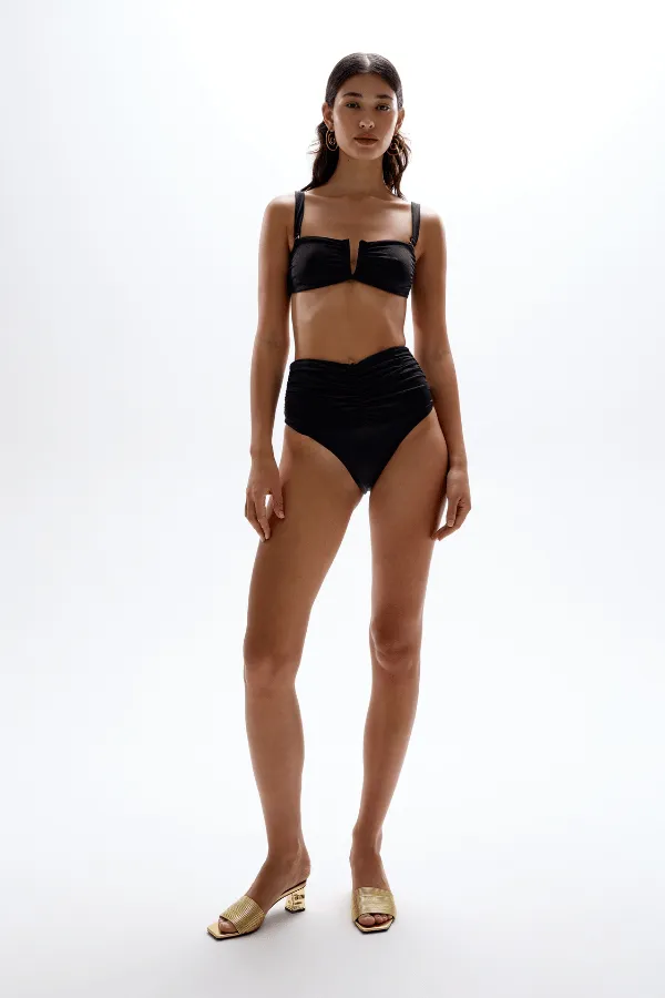 Hibiscus Ruched Bottom Black