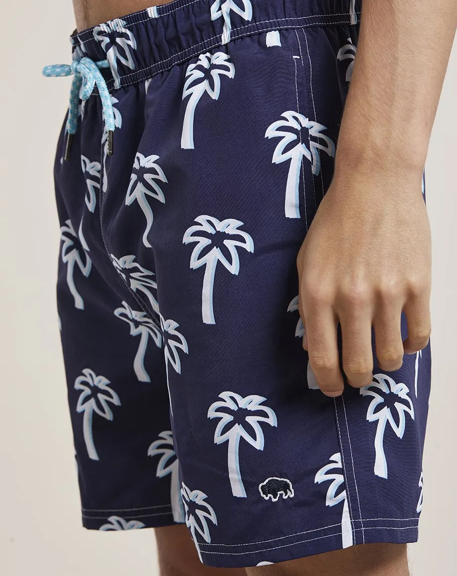 PULCO PALM PRINT MENS SWIM SHORTS | NAVY