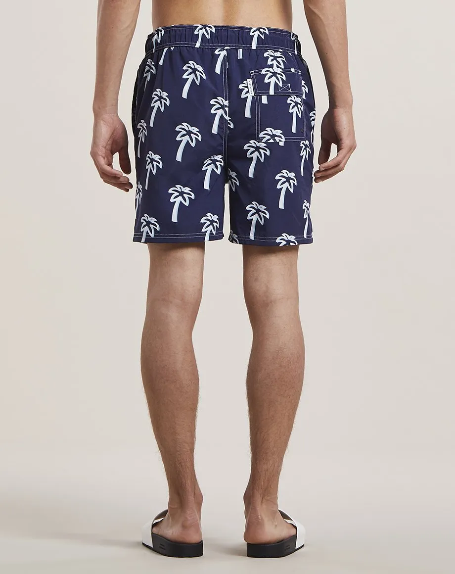 PULCO PALM PRINT MENS SWIM SHORTS | NAVY