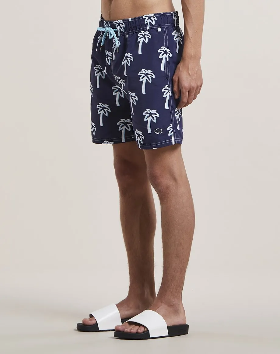 PULCO PALM PRINT MENS SWIM SHORTS | NAVY