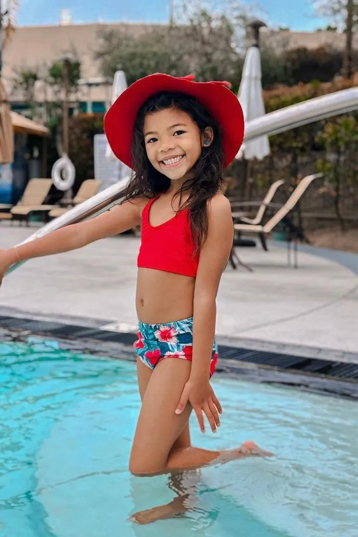 Red Tropical Family Swimsuits