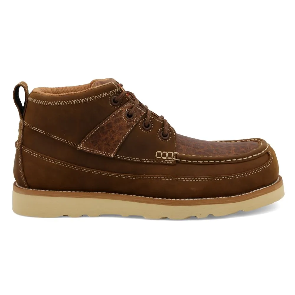 'Twisted X' Men's 4" Work Wedge Sole Comp Toe - Distressed Saddle / Cognac